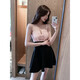 Yijingxuan nightclub women's sexy backless suspender dress covering belly and making it look slim a-line skirt bar work clothes nightclub b3892 blue (with breast pad) 3XL
