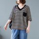 Jiandang Summer Clothing Fat MM Plus Size's Femen's Loose Literary V-Choquing Fashion Fashion Fashion Fashion Fashion 9735 Verde gran tamaño L [120-140Jin [Jin equivale a 0.5 kg]]]