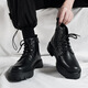 Sanofeng Martin Boots Men's High Top Sole hauteur de semelle épaisse augmentation 2025 Nouveau style britannique Versatile Bottes Men de travail Side Side Shoes Black [Side Zipper Style] 42