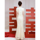 康美诗轻小众订婚婚纱礼服旗袍服中式2024敬酒新娘结婚鱼尾亮片裙轻奢回 酒红色 短袖 中长款 S