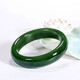 Dingfei Xinjiang Hotan Jade Bracelet Laokeng Material Jasper Spinach Green Women's Model Wide Flat Jade Bracelet Collection Grade No Black Spots 62-63 Circle