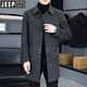 Jeep (JEEP) spring and autumn twill lapel double-sided tweed coat for men Korean style slim mid-length trench coat trendy main picture model [high quality] 2XL recommendation [150-170]