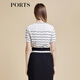 Ports Baozi Mall Même style que le début du printemps nouveau style 'Irrégulet Striped Tritt Top' LD8K724PZE015 Milky White Mydled Couleur L