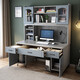 Shangjing Desk and Bookcase Combination Computer Desk Desktop Modern Simple Home Study Office Student Study Desk Q Style-Gray Technology Wood Color 100*60*190cm Single Desk