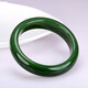 Dingfei Xinjiang Hotan Jade Bracelet Laokeng Material Jasper Spinach Green Women's Model Wide Flat Jade Bracelet Collection Grade No Black Spots 62-63 Circle