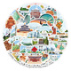 60张中国地标建筑贴纸全国旅游打卡城市景点图鉴素材ipad行李箱diy手账手机壳笔记本防水装饰小贴画 60张中国地标建筑贴纸
