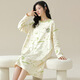 
Manzhizhuang spring and autumn long-sleeved nightgown for women's autumn pajamas cotton autumn and winter new internet celebrity style medium-length home clothing large size LX-16857 M