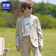 罗蒙男童英伦风礼服春秋款儿童休闲西装 米色 150