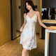 
Modal ice and snow silk nightgown for women with breast pads in summer sexy suspender silk pajamas cool and pure home clothing set AM11968 L [suitable for 100 Jin [Jin equals 0.5 kg]-120 Jin [Jin equals 0.5 kg]]