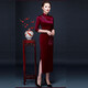 Meifuna cheongsam for women Chinese style high-end embroidered mother's cheongsam spring, autumn and winter wedding banquet improved cheongsam noble and elegant dress burgundy M