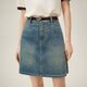 
Fan Silanen College Style Denim Skirt Women's 2024 New Summer A-line High Waist Short Skirt 24FS12171 Denim Blue L