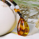 Carol amber beeswax pendant Baltic red leaf amber flower amber drop pendant necklace sweater chain one item one certificate A type / including chain about 16.67 grams / A1