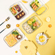 Cilock (Cilock) Kleine gelbe Entenglas Lunchbox Mikrowellenheizung Spezialschale Büroangestellte Bringt Lunchbox Obst Bento Box Frischbox drei Partitionen 1050 ml + Bag + Tischgeschirr