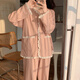 Langsha Sweet 2025 Spring and Summer Jacquard Cotton Pajamas Girls Nouveau pantalon à manches longues Cosser de style princesse avec poitrine 9904 # Pink XL Recommandé 116-130jin [Jin est égal à 0,5 kg]