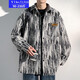 Usted Ruike Fatty 230Jin [Jin equivale a 0.5 kg] Tiktok Tiktok Autumn Gran tamaño retro Tie Dye Chaqueta de trabajo impresa de trabajo Casual Handsome A001-J683 Azul 3xl (adecuado para 180-190Jin [Jin equivale a 0.5 kg])