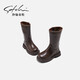 Shachi Shachi Children's Shoes Girls' Boots 2023 Autumn Fashion High Tube Fashion Martin Boots Girls' Boots Children's Boots Brown 31 Inner Length About 19.9CM