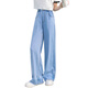 NICKYBABY girls' pants summer thin children's 2025 new summer Tennis straight jeans big children's ice silk wide-leg pants 15030 blue + 9889 blue [set] 130