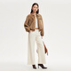 Chaqueta de veromoda para mujeres 2024 TEMPAJE Autumn New Fee Plush PU Interfacing Bag Bag Jacket Versátil estilo universitario Light Khaki 160/80a/s