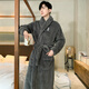 
Langsha pajamas men's autumn and winter flannel thickened lengthy nightgown with velvet warm bathrobe household clothing light gray 3XL