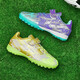 Feelaces Fußballschuhe TF gebrochene Nägel kleiner Sett -Klettverfahren Training Sportschuhe für Jungen und Mädchen Training Jugendstudenten Prüfungswettbewerb 6195 Mandarin Duck Golden Lila Broken Nails 35 Standard Sportschuhe Größe