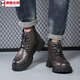 Mideelkun Martin Stiefel neue Männer mit mittlerer Mode-Top-High-Top-Lederschuhe Herrenschuhe Herbst und Winter Kurzstiefel Arbeiten Kleidung Schwarze Lederstiefel 3519 Grau 41