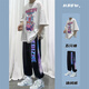 [2-teiliges Set] Kefeiwo kurzärmelig T-Shirt-Anzug Männer Sommer neuer Gelegenheitsanzug Männer Cartoon Graffiti Kurzärärmig T-Shirt Männer Ins losen vielseitige hübsche trendige Kleidung Männer B168 Black + B655 Black L.
