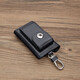 WILLIAMPOLO real cowhide car key bag for men's multi-function waist padlock keychain fashionable car lock Father's Day gift for dad Black plain stripes - top layer cowhide