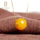 Aucheny Beeswax Pendant Amber 18K Gold Inlaid Old Wax Pendant Passepartout Pendant Men's and Women's Models with Certificate 925 Silver Chain