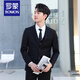ROMON Suit Men's Korean Slim Jacket Groom Wedding Dress High-end Business Formal Casual Small Suit Men Black 2-button Top + Pants + Shirt 4XL Recommendation 175-190Jin Jin is equal to 0.5 kg
