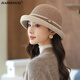 JIASHENGXI Woolen Fisherman Hat Women's Autumn and Winter Small Fragrance French Retro Hepburn Style Elegant Gift Hat Thickened Warm Khaki One Size