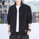 PLAYBOY Jacket Men's Jacket Men's Autumn and Winter Stand Collar Polar Fleece Loose Casual Top Black XL