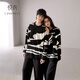 Yuenei Half Velvet Couple Pajamas Women's Autumn and Winter Coral Velvet Plus Velvet Thickened Home Clothes Men's Outerwear Suit 24360 Black and White Pattern Women's L (Male 110-140 Jin Jin equals 0.5 kg / Female 110-120 Jin Jin equals 0.5 kg)