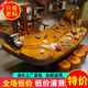 Tea table with mouth-carved tree roots, golden silk nanmu root carving tea table, tea table, camphor wood special-shaped wood carving living room carving flowing water tea art table 2 MH9864