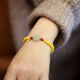 Longyin Beeswax Bracelet Amber Bracelet Women's Zodiac Year Men Hetian Jade Four-leaf Clover Fu Zi Nanhong Birthday Gift CS 5MM Single Circle Beeswax Four-leaf Clover Fu Zi