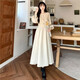 High school student adult dress women's winter 18-year-old graduation evening dress French gentle round neck knitted dress Apricot L Recommended 105-115 Jin Jin equals 0.5 kg