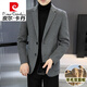 Pierre Cardin winter Korean style slim double-sided woolen suit men's removable down lining wool woolen suit jacket with down lining black with lining XL 135~150Jin Jin equals 0.5 kg