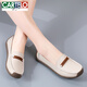 
CARTELO bean shoes women's shoes 2025 new summer sandals genuine leather flat shoes breathable soft sole hollow summer mother shoes 826 gray hollow 36