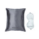 MANITO Classic Silk Travel Set Mulberry Silk Eye Mask Pillow Combination Gift Set Deep Sea Blue + Silver