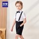 Romon boys dress summer children's graduation performance suit kindergarten overalls flower girl black suit 160