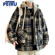 
Pei Zi teenager cotton coat coat boy junior high school student handsome thickened cotton coat fat big children winter cotton jacket 9922 navy blue grid (added cotton thickened) hooded style 4XL