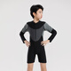Yosoci parent-child one-piece swimsuit boys wetsuit surf suit plus size father and son medium-sized children long-sleeved conservative hot spring plus size black (KYL2303 children) 2XL