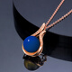 Gepan Dominican Blue Amber Pendant Necklace for Women Amber Natural 18K Gold Diamond Customized 10MM White 18k Gold-10MM Blue Amber Pendant Customized