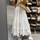 Miao Yijia Autumn Skirt New Style Versatile Winter Skirt Large Hem Skirt Long Skirt Women's Cake Skirt Covering Belly Skirt Small Lace Pleated Skirt Beige M Recommended 95-110 Jin Jin equals 0.5 kg