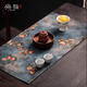 Porcelain Charm High-end Xiangyun yarn waterproof tea towel tea mat tablecloth Zen retro rectangular table flag dry foam cushion flat peach - dark blue about 50*22cm