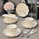 
Xibaisheng Housewarming gift tableware set underglaze color household solid color high-end ceramic bowls, plates, bowls and chopsticks set high appearance 1 person food ordinary suit [1396] 4-piece set