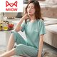MiiOW brand high-end new product pajamas for women summer thin pure cotton short-sleeved cropped pants summer cotton casual large size M9903 M (recommended weight 80Jin Jin is equal to 0.5kg -100Jin Jin is equal to 0.5kg)