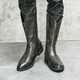 Yibaijian Western Cowboy -Stiefel Männer mongolische Reitstiefel hohe Rohrstiefel Pferdestiefel hohe Top -Stiefel hohe Top -Motorrad -Lederstiefel Herrenstiefel schwarz 42
