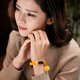 Ouchini Beeswax Duobao Bracelet Blood Amber Amber and Amber Rose Pendant Women's 4007 Duobao Bracelet (Ready Shipping)