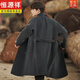 恒源祥羊毛呢子外套男士秋冬季非双面羊绒大衣中长款风衣男装双排扣 灰褐色 M