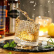 Gata Whiskey Glass Creative Rotating Cup Thickened Glass Wine Glass Spirits Rotating Cup Tumbler Design Glacier Drinking Glass Internet Celebrity Beverage Cup Phnom Penh 3 Pack Grid + Glacier + Vertical Pattern